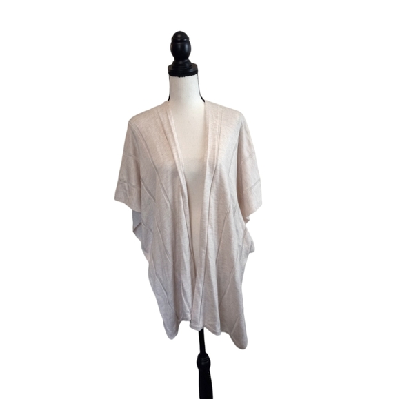 Loft Cream Open Front Short Sleeve Poncho Cardigan Womens Sz XS/S - Picture 1 of 5
